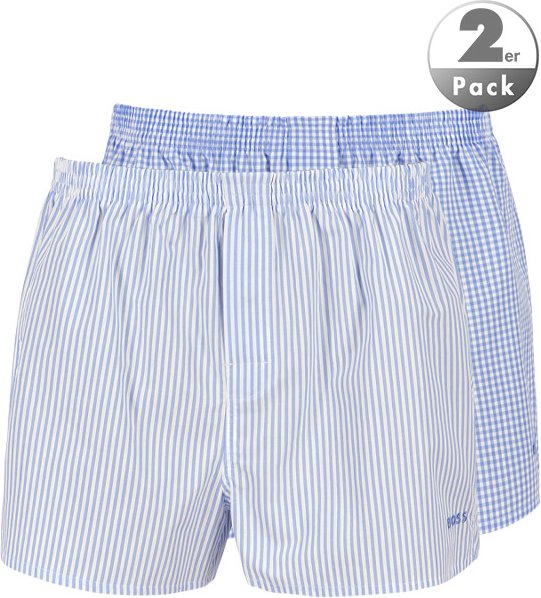 Thumbnail - BOSS Black Herren Boxershorts blau Baumwolle & Mix Gestreift,Kariert