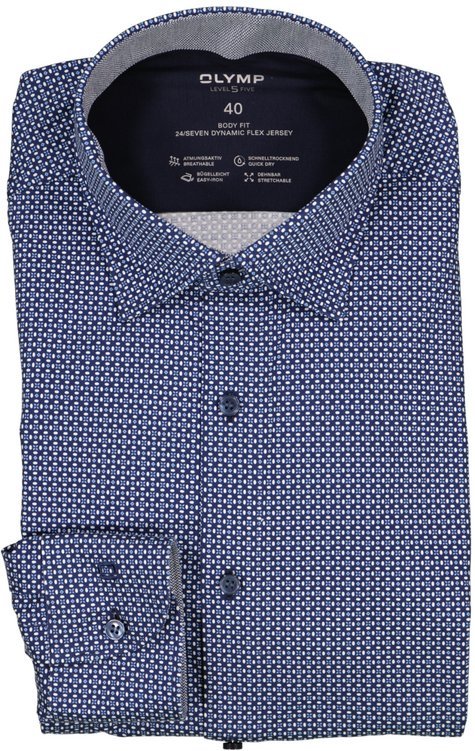 OLYMP Herren Hemd blau gemustert