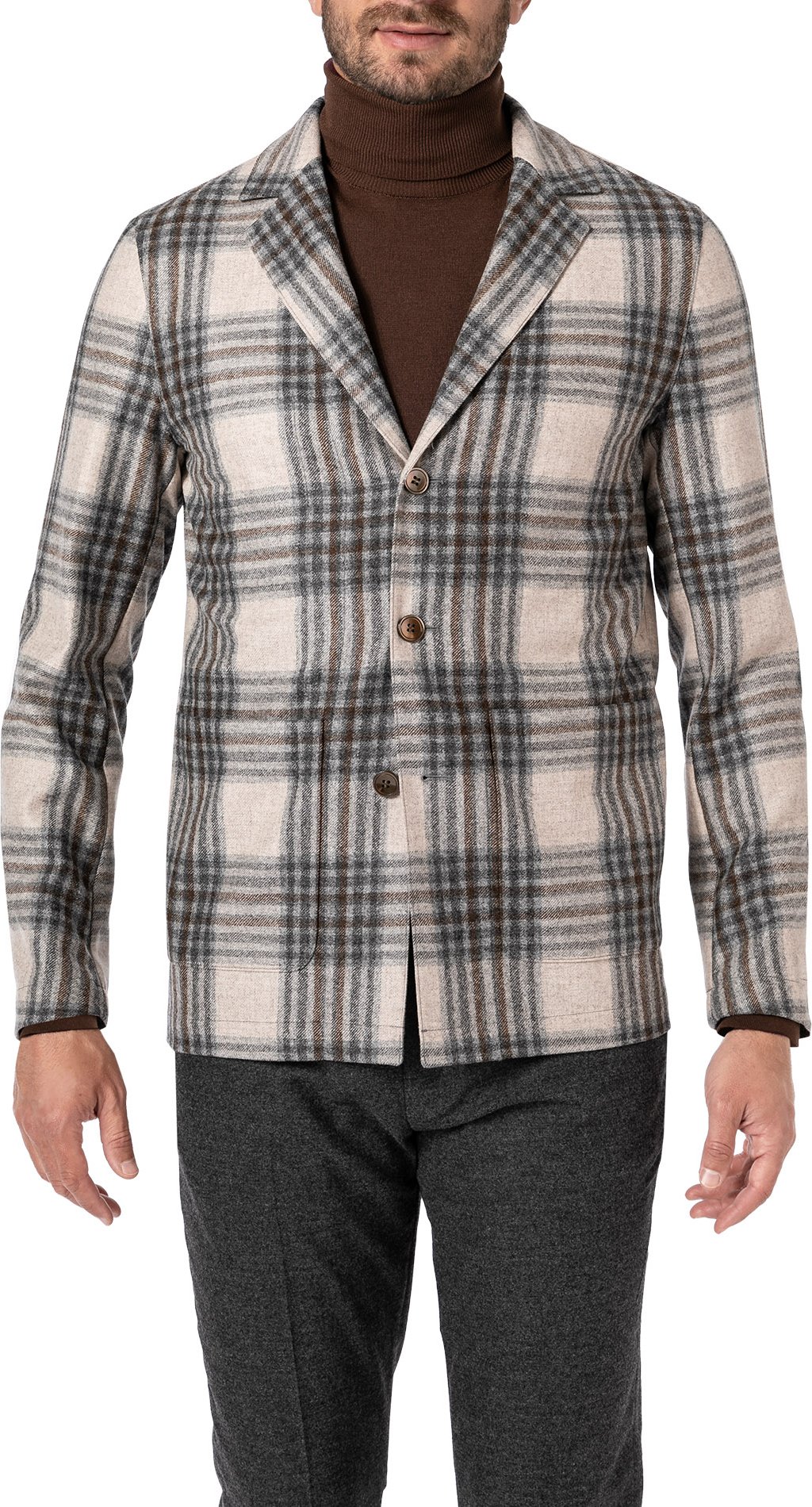 OSCAR JACOBSON Herren Sakko beige kariert