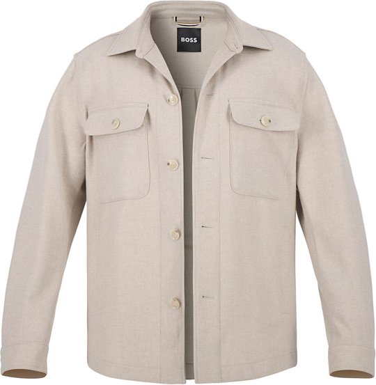 BOSS Black Herren Overshirt beige unifarben