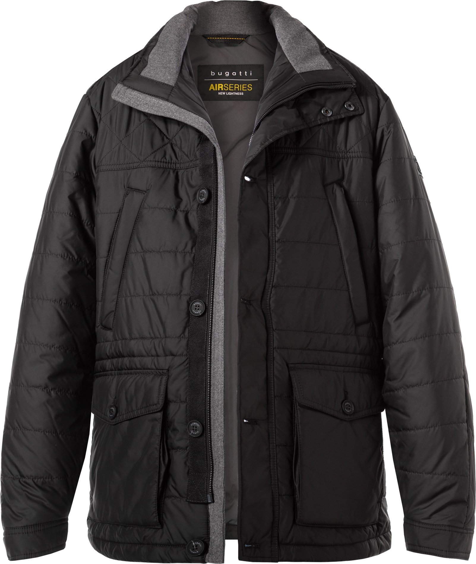 bugatti Herren Steppjacke schwarz unifarben