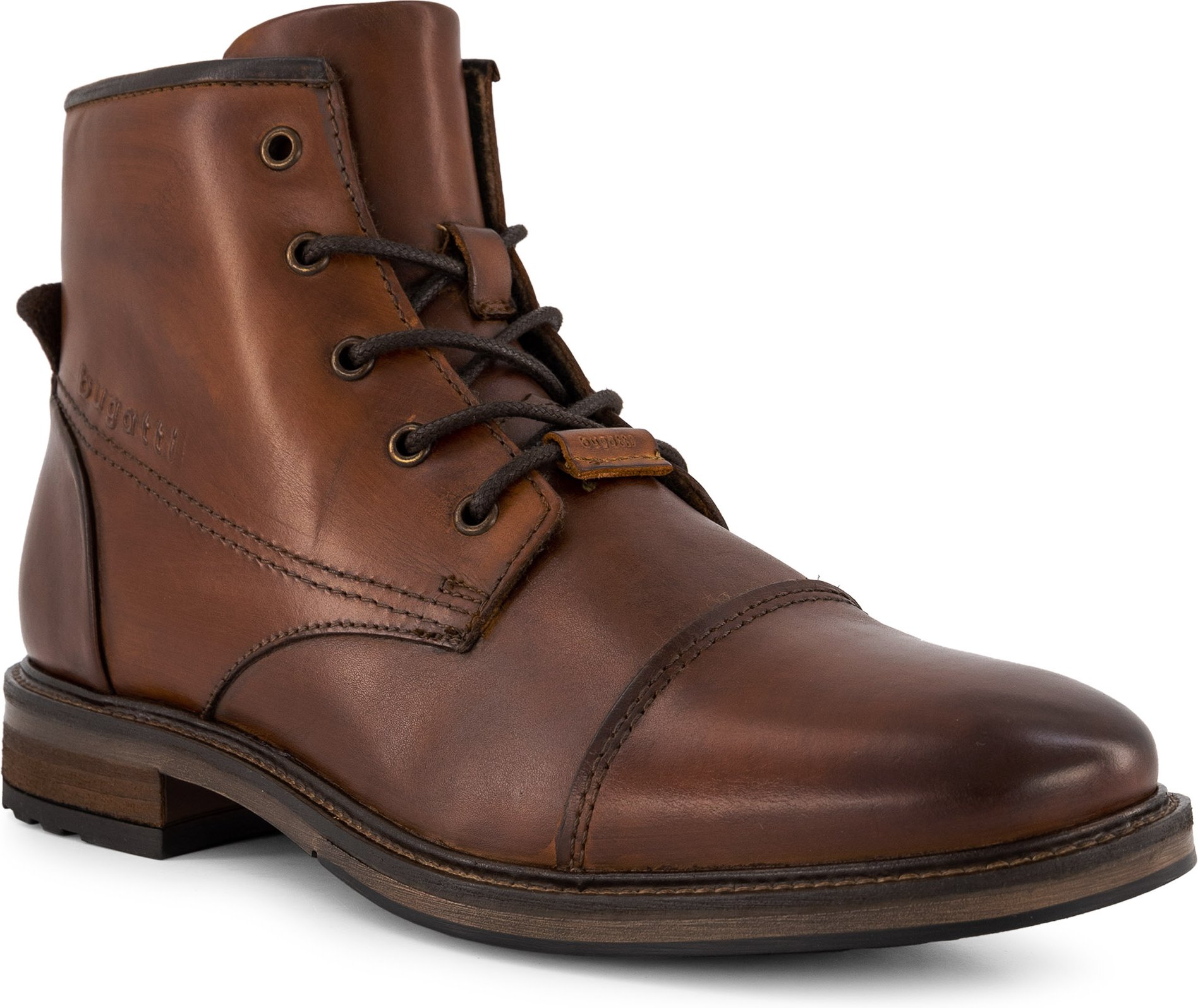 bugatti Herren Stiefeletten braun Glattleder