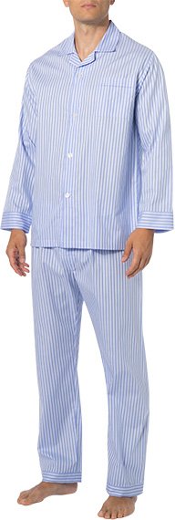 Thumbnail - Novila Herren Pyjama blau Baumwolle & Mix Gestreift