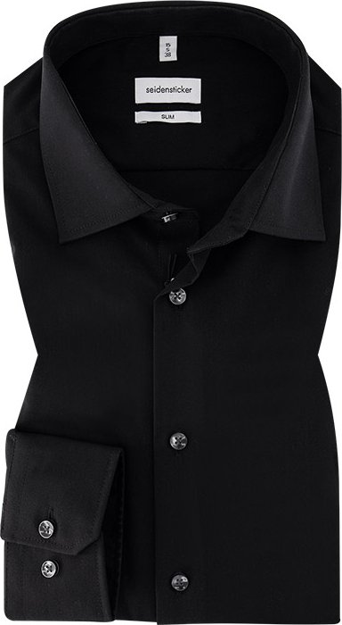 Seidensticker Herren Hemd schwarz Slim Fit