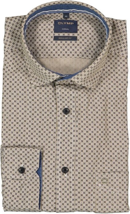 OLYMP Herren Hemd beige gemustert