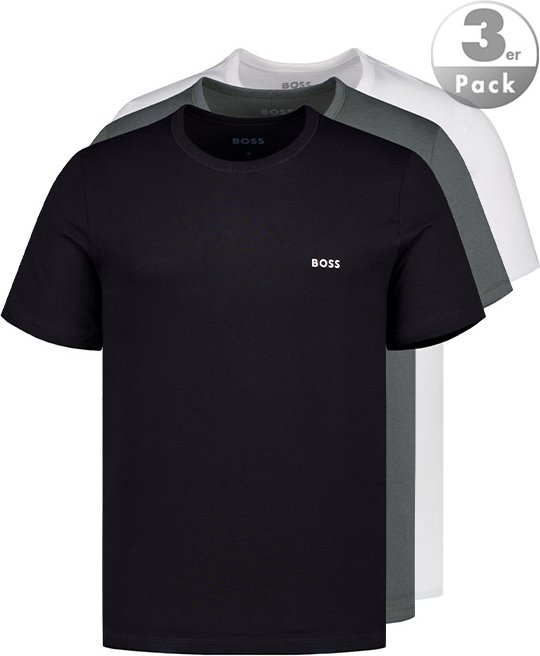BOSS Black Herren T-Shirts grün Reine Baumwolle unifarben