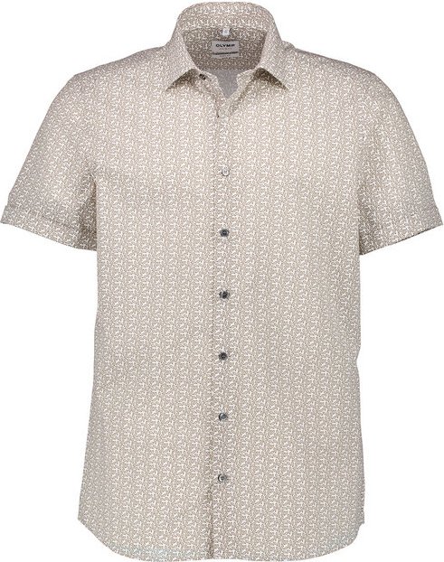 OLYMP Herren Kurzarmhemd braun gemustert
