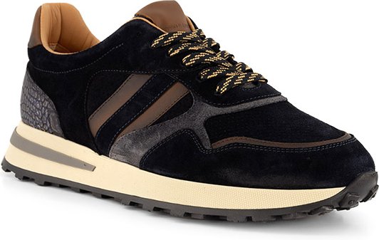 rosso e nero Herren Sneaker blau Leder geprägt