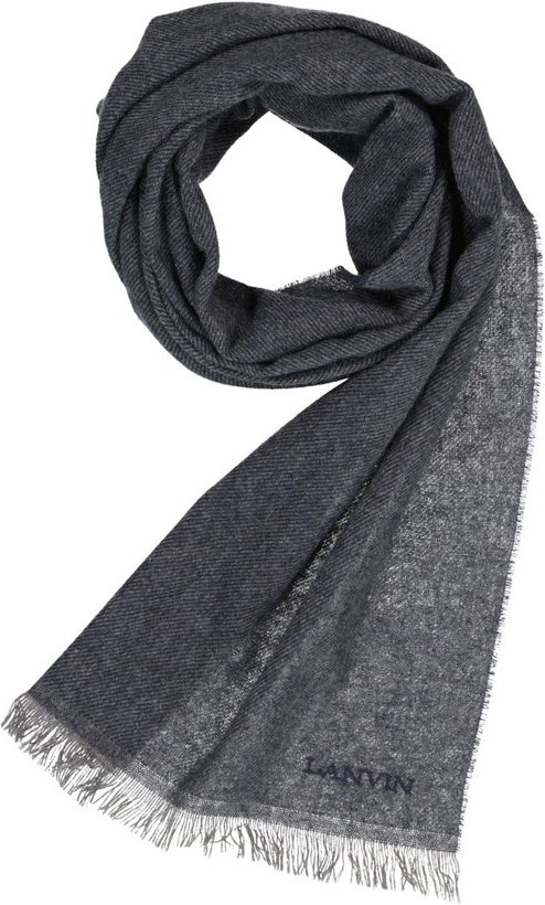 LANVIN Herren Schal blau Kashmere-Wolle meliert