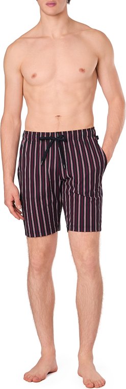 CALIDA Herren Pyjamashorts blau Jersey-Baumwolle Gestreift