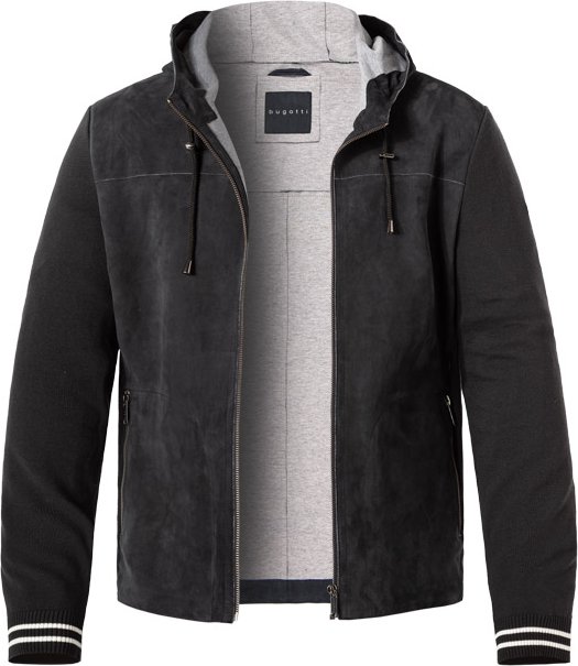 Thumbnail - bugatti Herren Lederjacke blau unifarben