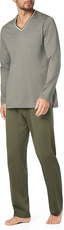 Novila Herren Schlafanzüge grün Reine Baumwolle Gestreift,unifarben