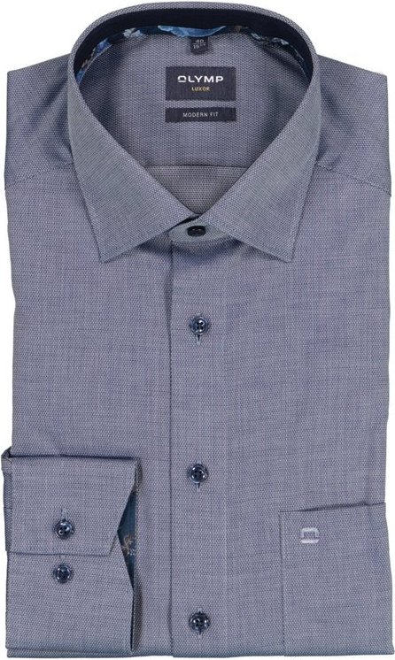 OLYMP Herren Hemd blau meliert