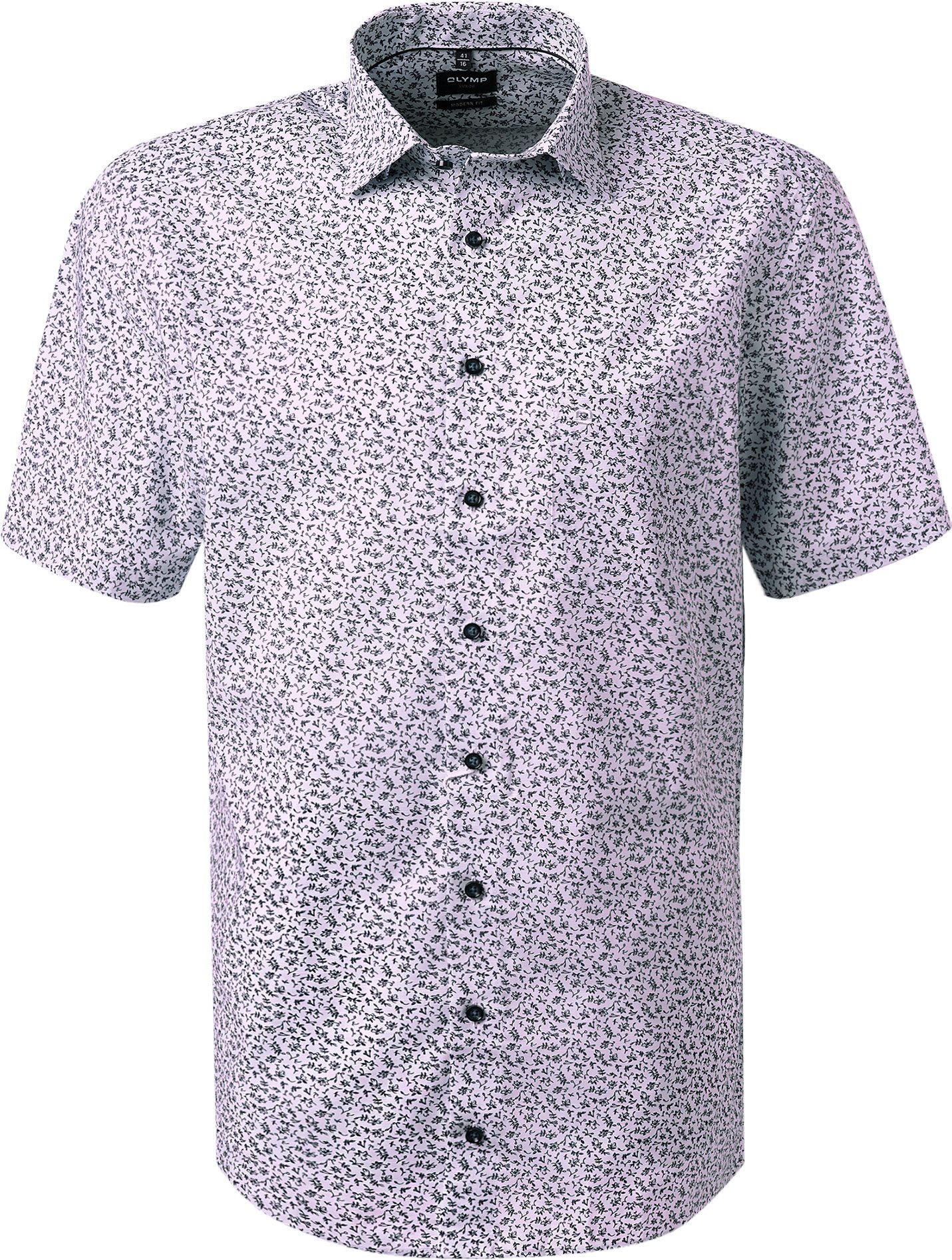 OLYMP Herren Kurzarmhemd rosa gemustert