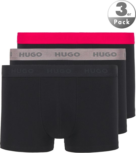 Thumbnail - HUGO Herren Trunks schwarz Baumwolle & Mix unifarben