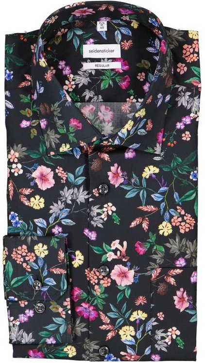 Seidensticker Herren Hemd grau geblümt