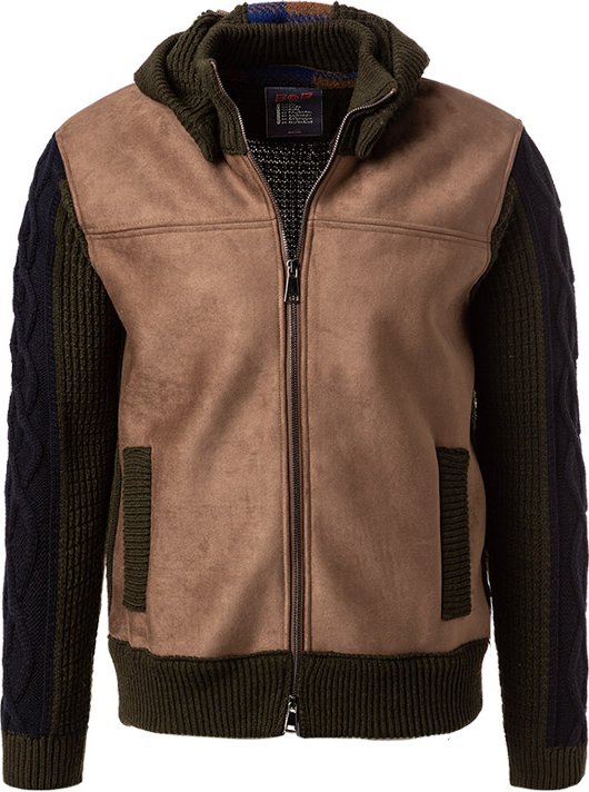 Thumbnail - BOB Herren Cardigan grün unifarben
