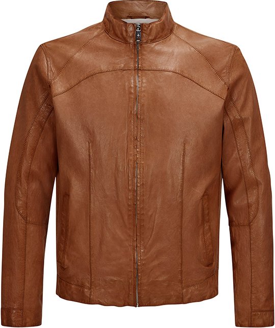 Thumbnail - MILESTONE Herren Lederjacke orange, cognac uni mit Motiv