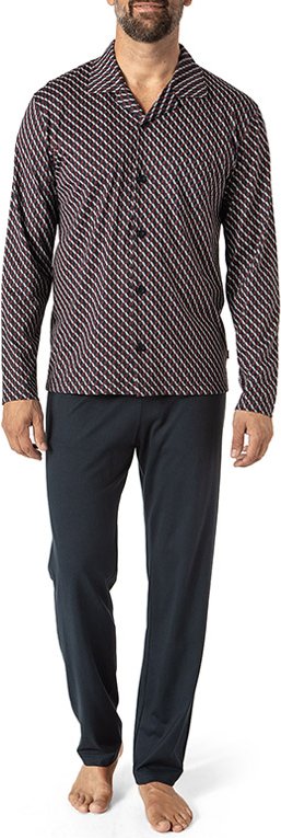 Thumbnail - CALIDA Herren Pyjama blau Jersey-Baumwolle Gemustert