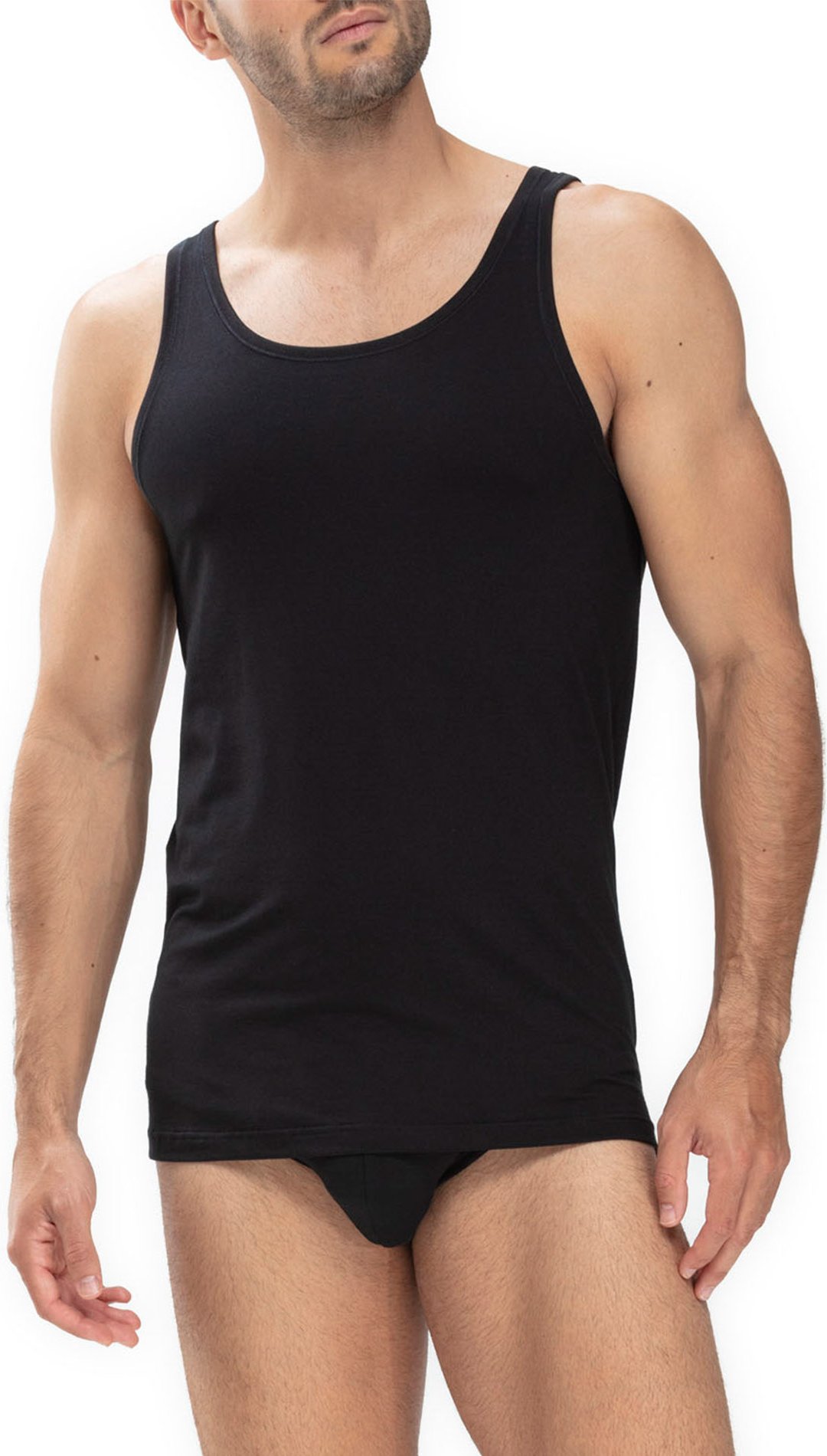 Mey Herren Tanktop schwarz Baumwolle & Mix unifarben