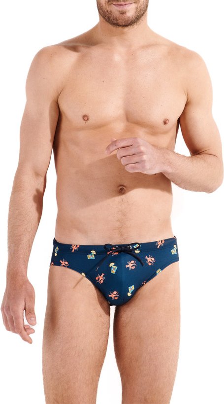 HOM Herren Badeslip blau Gemustert