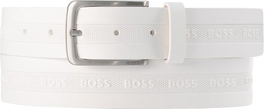 BOSS Green Herren Gürtel weiß Glattleder
