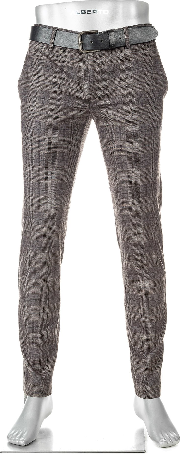 Alberto Herren Hosen braun kariert Slim Fit