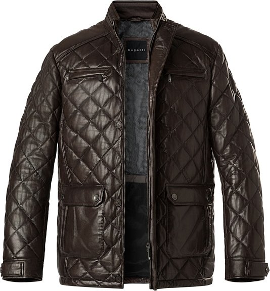 bugatti Herren Lederjacke braun unifarben