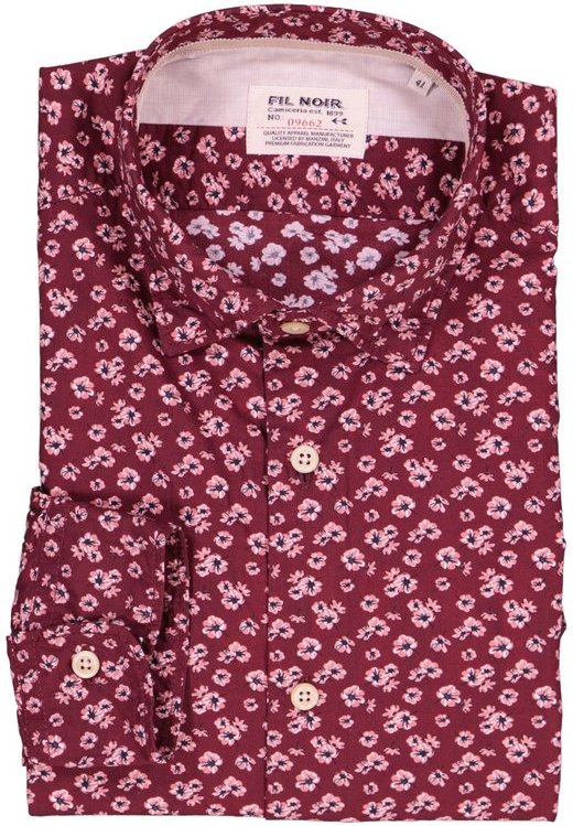 FIL NOIR Herren Hemd rot geblümt