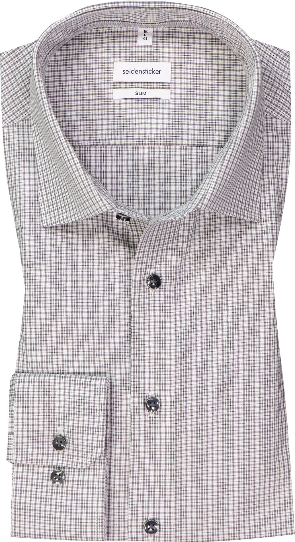 Seidensticker Herren Hemd grau kariert Slim Fit