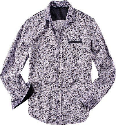 GAS Herren Hemd blau geblümt Slim Fit