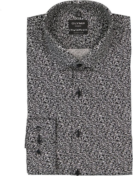 OLYMP Herren Hemd schwarz gemustert Slim Fit