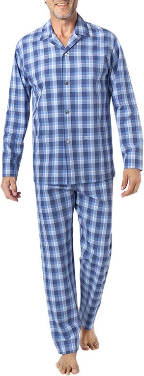 van Laack Herren Pyjama blau Baumwolle & Mix Kariert