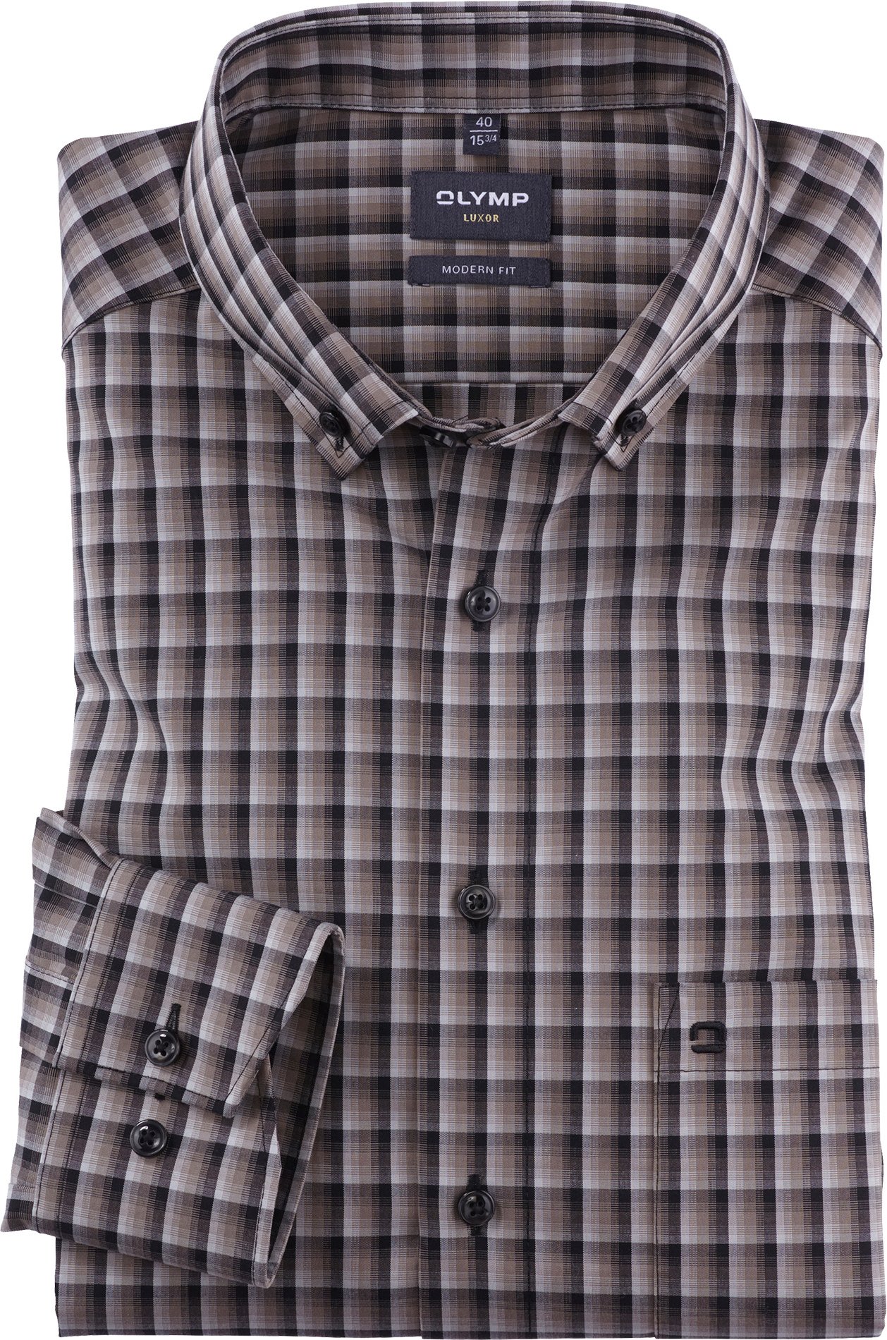 OLYMP Herren Hemd braun kariert