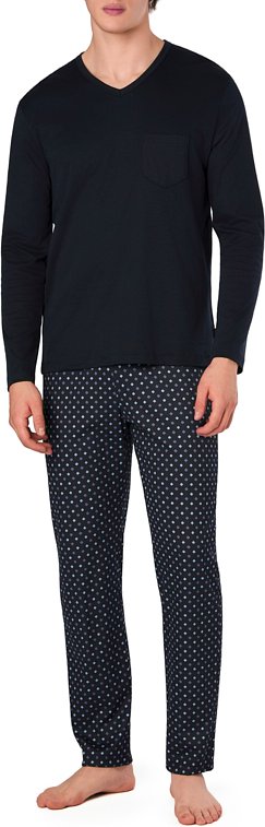 Thumbnail - CALIDA Herren Pyjama blau Jersey-Baumwolle Gemustert