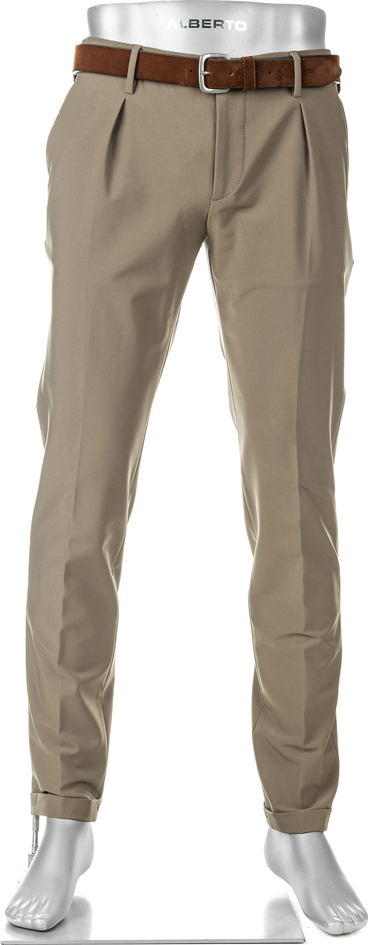 Alberto Herren Bundfaltenhose braun