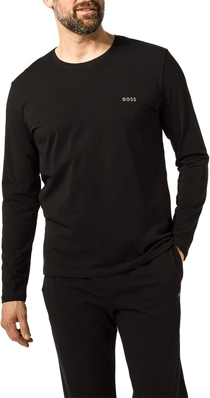 BOSS Black Herren Longsleeve schwarz Baumwolle & Mix unifarben