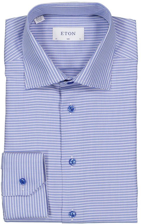 ETON Herren Hemd blau gemustert Slim Fit