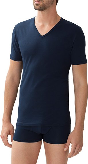 Zimmerli Herren T-Shirt blau Baumwolle & Mix unifarben