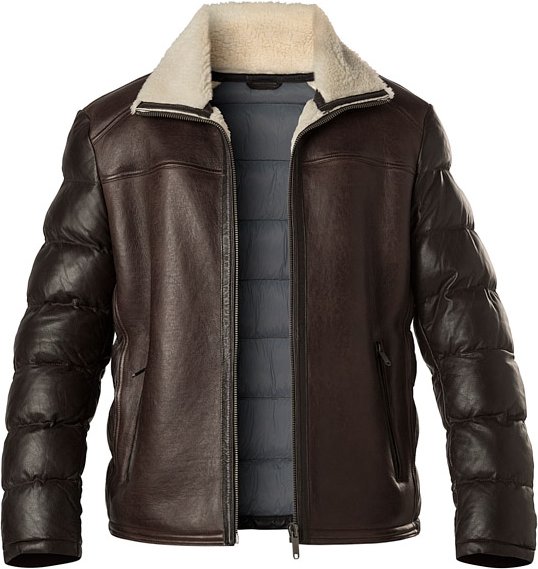 bugatti Herren Lederjacke braun unifarben