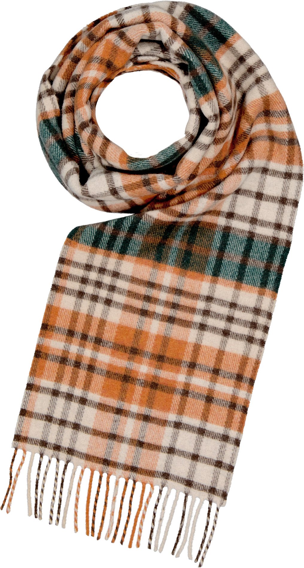 Marc O'Polo Herren Schal grün Woll-Stoff kariert