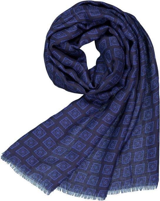 DANTE Herren Schal blau Woll-Stoff gemustert