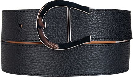 AIGNER Herren Gürtel schwarz Leder geprägt