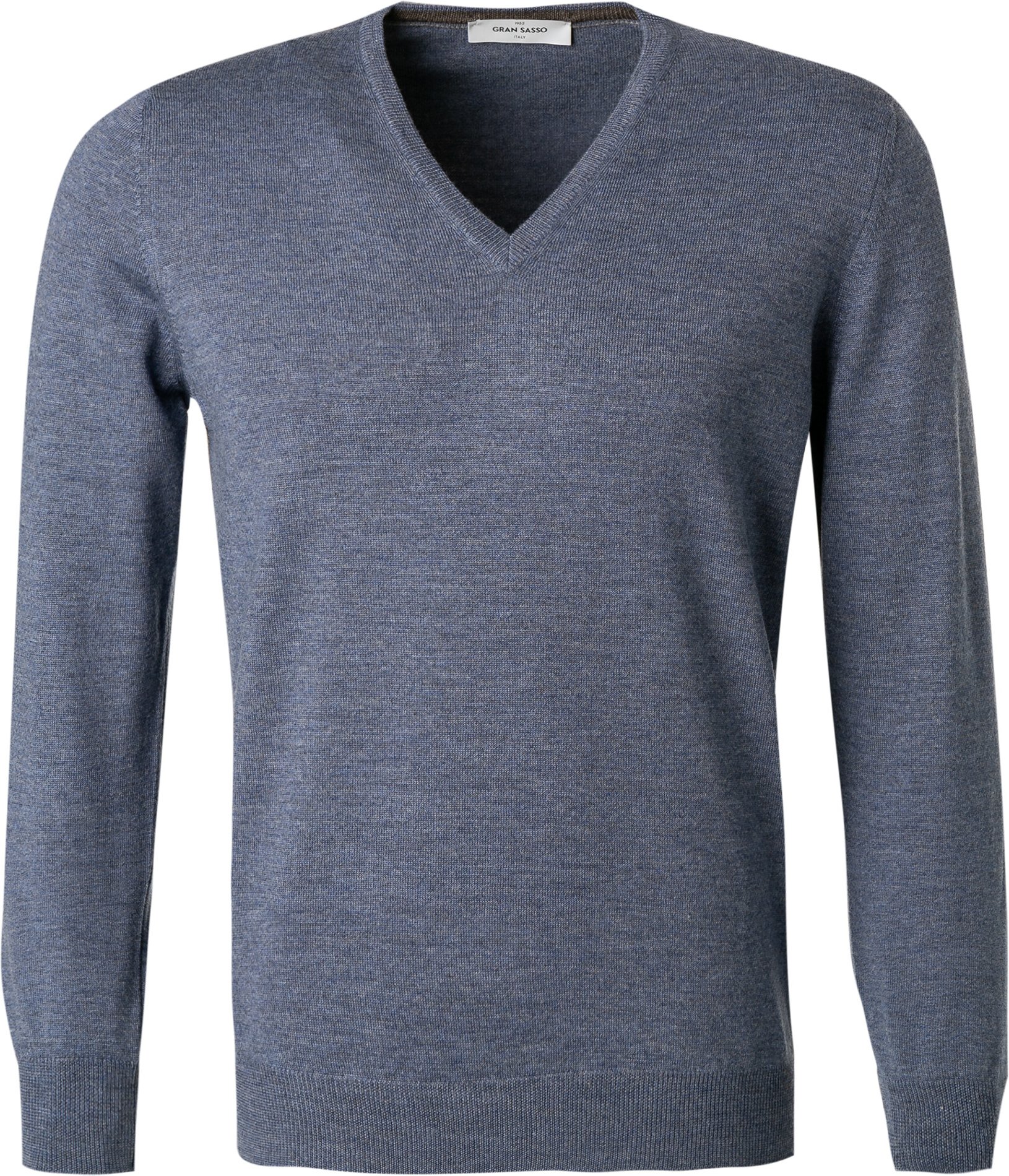 Gran Sasso Herren V-Pullover blau unifarben