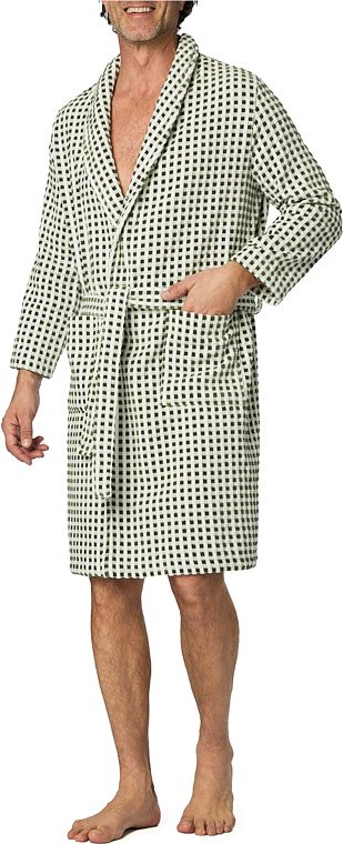 LASA Herren Bademantel grün kariert