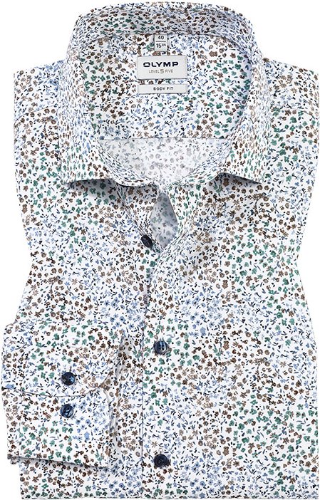 OLYMP Herren Hemd grün geblümt