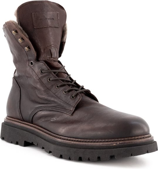 rosso e nero Herren Schnürboots braun Glattleder