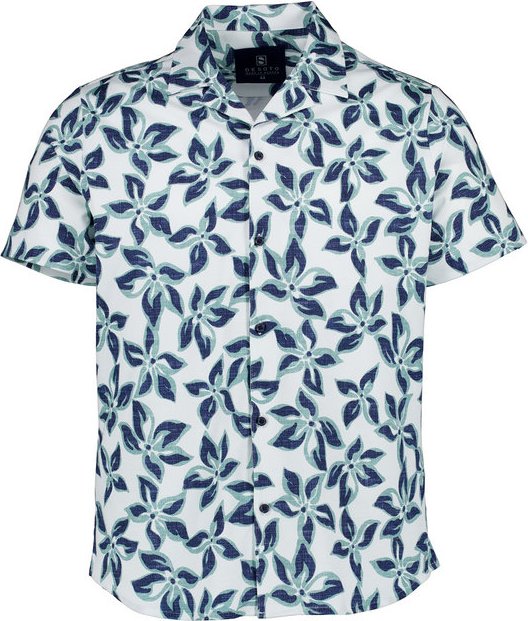 DESOTO Herren Kurzarmhemd blau geblümt