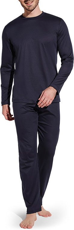 Zimmerli Herren Pyjama blau Baumwolle & Mix unifarben