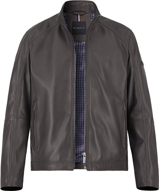 Thumbnail - bugatti Herren Lederjacke braun unifarben